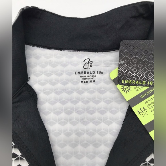 NWT Emerald 18 Golf Dress 1/4 Zip Mock Neck Sleeveless UPF 50 Black/White Size M - Picture 6 of 8